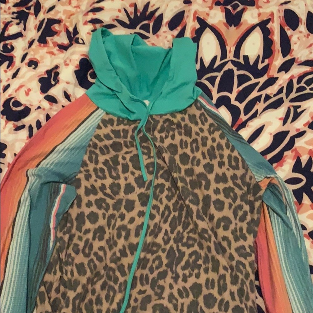 Leopard serape pullover